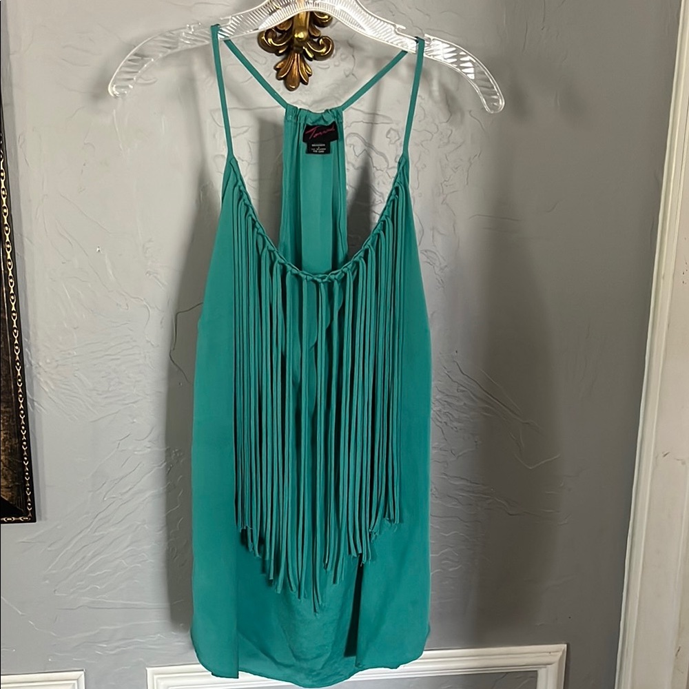 TORRID Teal Fringe Halter Top
